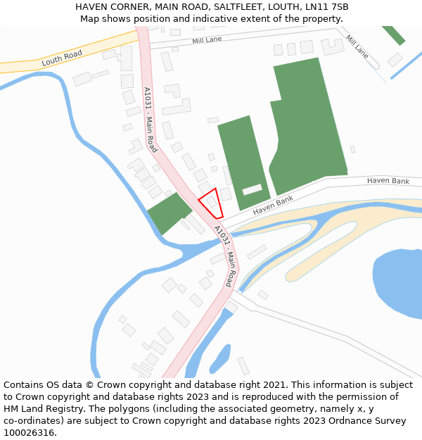HAVEN CORNER, MAIN ROAD, SALTFLEET, LOUTH, LN11 7SB: Location map and indicative extent of plot