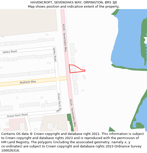 HAVENCROFT, SEVENOAKS WAY, ORPINGTON, BR5 3JE: Location map and indicative extent of plot