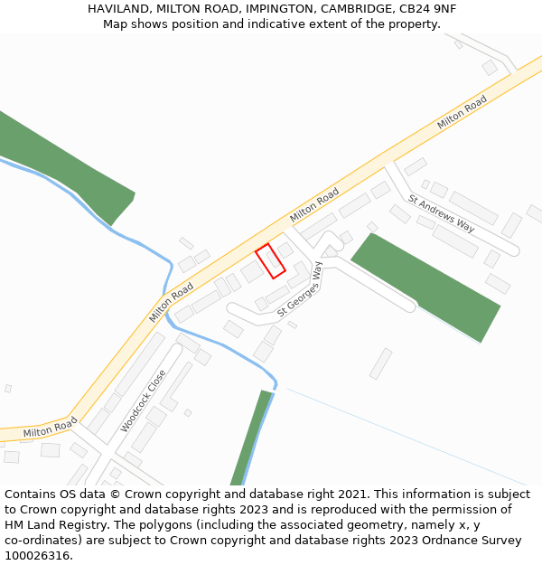 HAVILAND, MILTON ROAD, IMPINGTON, CAMBRIDGE, CB24 9NF: Location map and indicative extent of plot