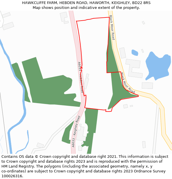HAWKCLIFFE FARM, HEBDEN ROAD, HAWORTH, KEIGHLEY, BD22 8RS: Location map and indicative extent of plot