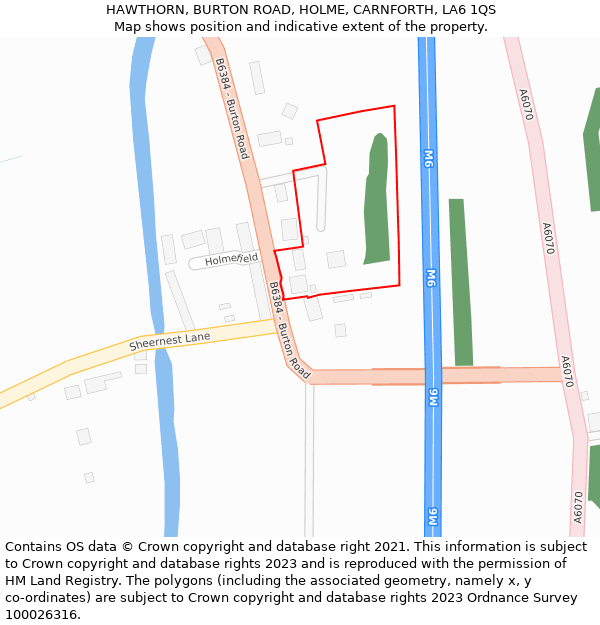 HAWTHORN, BURTON ROAD, HOLME, CARNFORTH, LA6 1QS: Location map and indicative extent of plot