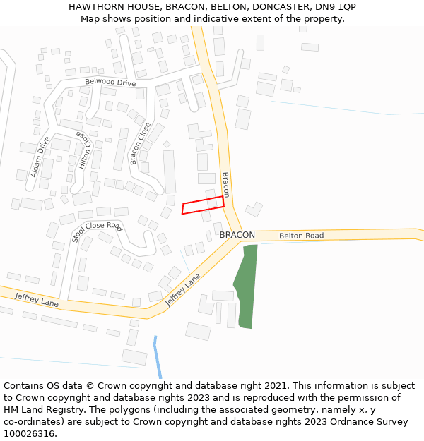 HAWTHORN HOUSE, BRACON, BELTON, DONCASTER, DN9 1QP: Location map and indicative extent of plot