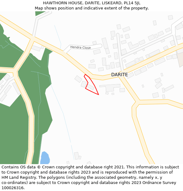 HAWTHORN HOUSE, DARITE, LISKEARD, PL14 5JL: Location map and indicative extent of plot