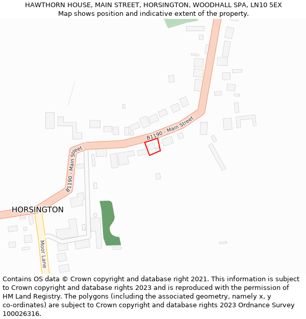 HAWTHORN HOUSE, MAIN STREET, HORSINGTON, WOODHALL SPA, LN10 5EX: Location map and indicative extent of plot