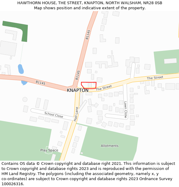 HAWTHORN HOUSE, THE STREET, KNAPTON, NORTH WALSHAM, NR28 0SB: Location map and indicative extent of plot