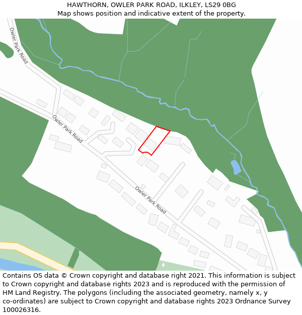 HAWTHORN, OWLER PARK ROAD, ILKLEY, LS29 0BG: Location map and indicative extent of plot