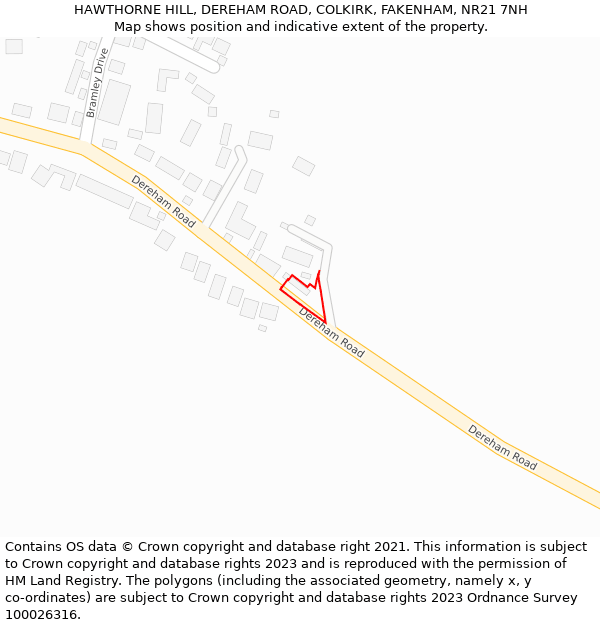 HAWTHORNE HILL, DEREHAM ROAD, COLKIRK, FAKENHAM, NR21 7NH: Location map and indicative extent of plot
