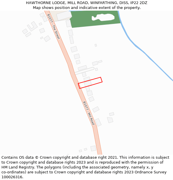 HAWTHORNE LODGE, MILL ROAD, WINFARTHING, DISS, IP22 2DZ: Location map and indicative extent of plot