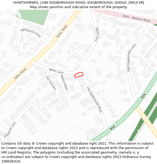 HAWTHORNES, LOW EGGBOROUGH ROAD, EGGBOROUGH, GOOLE, DN14 0PJ: Location map and indicative extent of plot