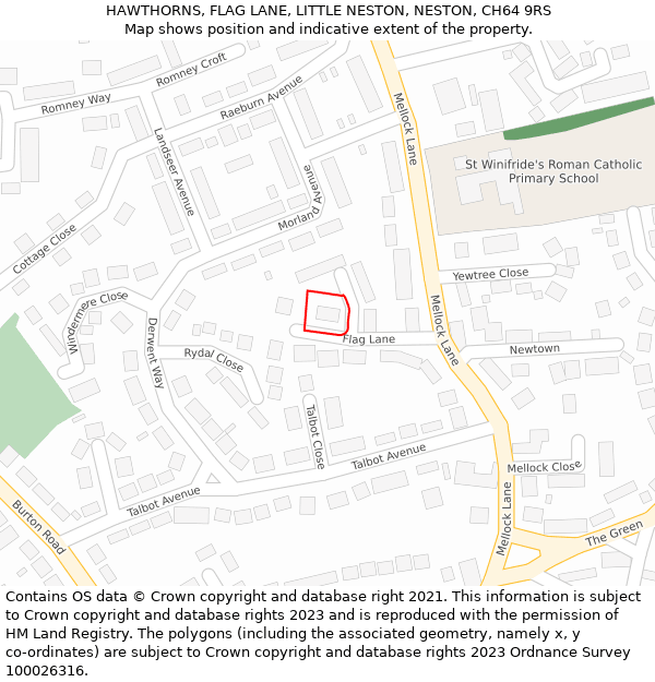 HAWTHORNS, FLAG LANE, LITTLE NESTON, NESTON, CH64 9RS: Location map and indicative extent of plot