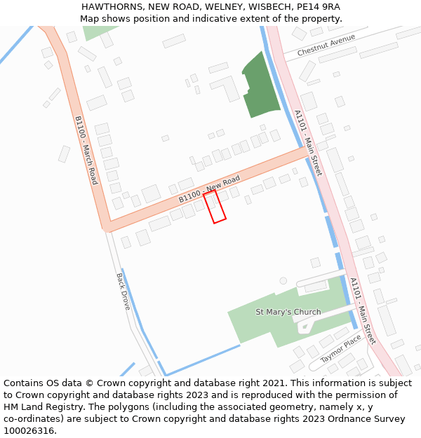 HAWTHORNS, NEW ROAD, WELNEY, WISBECH, PE14 9RA: Location map and indicative extent of plot