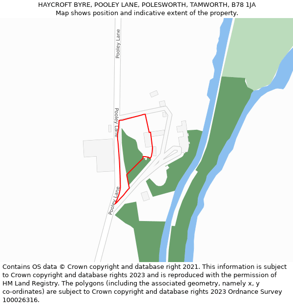 HAYCROFT BYRE, POOLEY LANE, POLESWORTH, TAMWORTH, B78 1JA: Location map and indicative extent of plot