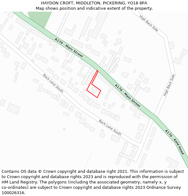 HAYDON CROFT, MIDDLETON, PICKERING, YO18 8PA: Location map and indicative extent of plot