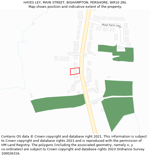 HAYES LEY, MAIN STREET, BISHAMPTON, PERSHORE, WR10 2NL: Location map and indicative extent of plot