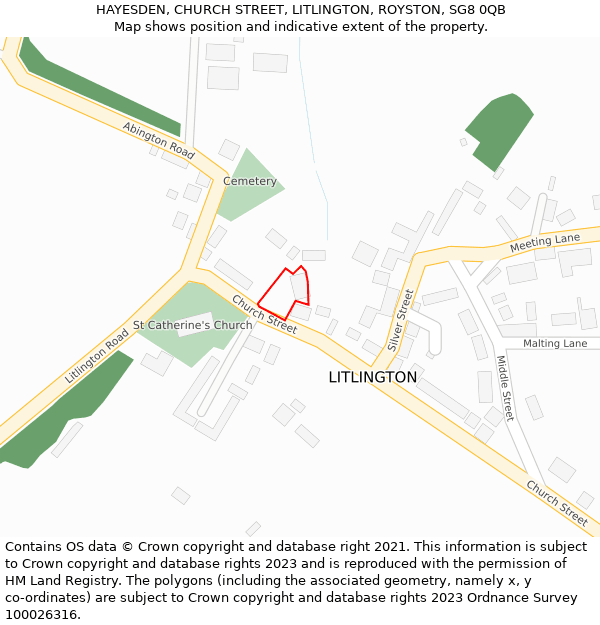HAYESDEN, CHURCH STREET, LITLINGTON, ROYSTON, SG8 0QB: Location map and indicative extent of plot