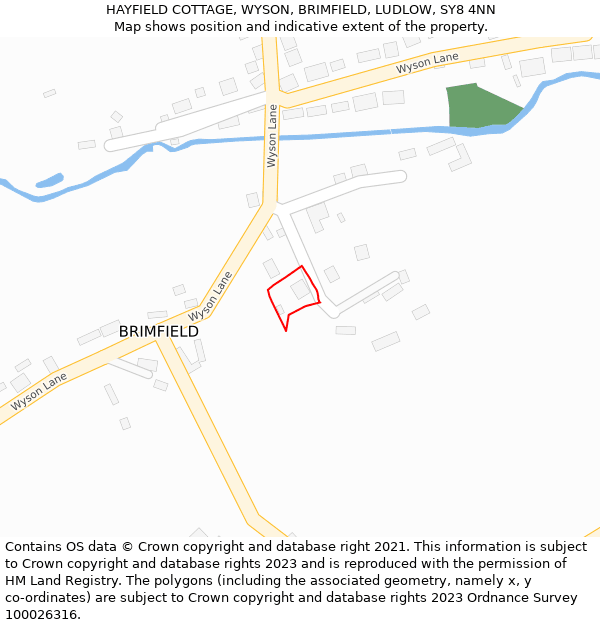 HAYFIELD COTTAGE, WYSON, BRIMFIELD, LUDLOW, SY8 4NN: Location map and indicative extent of plot
