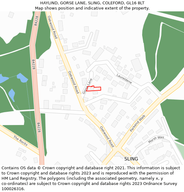 HAYLIND, GORSE LANE, SLING, COLEFORD, GL16 8LT: Location map and indicative extent of plot