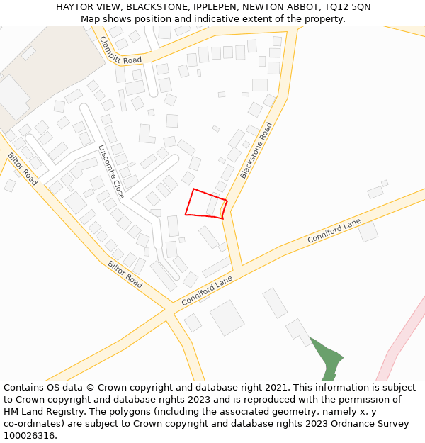 HAYTOR VIEW, BLACKSTONE, IPPLEPEN, NEWTON ABBOT, TQ12 5QN: Location map and indicative extent of plot