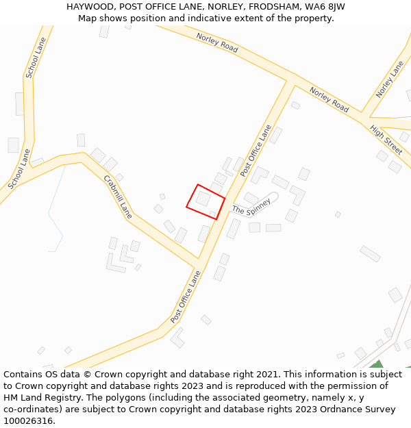 HAYWOOD, POST OFFICE LANE, NORLEY, FRODSHAM, WA6 8JW: Location map and indicative extent of plot