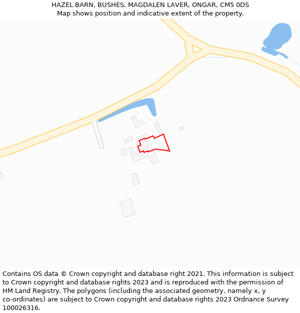HAZEL BARN, BUSHES, MAGDALEN LAVER, ONGAR, CM5 0DS: Location map and indicative extent of plot