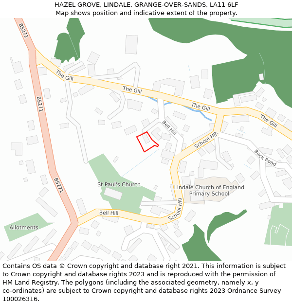HAZEL GROVE, LINDALE, GRANGE-OVER-SANDS, LA11 6LF: Location map and indicative extent of plot