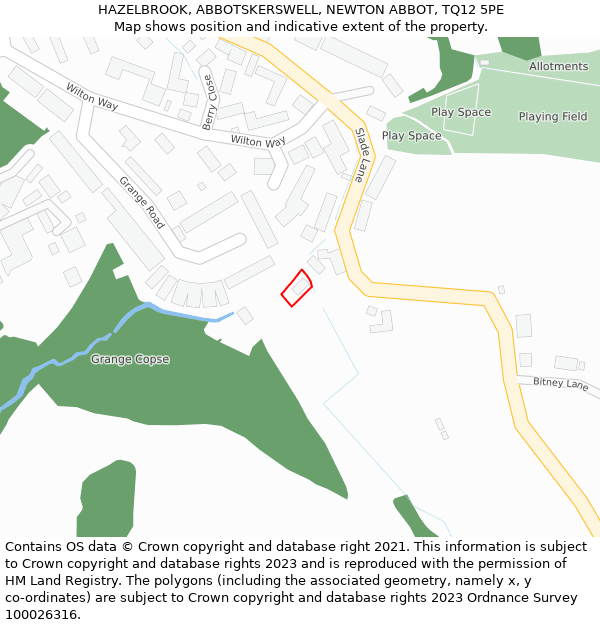HAZELBROOK, ABBOTSKERSWELL, NEWTON ABBOT, TQ12 5PE: Location map and indicative extent of plot