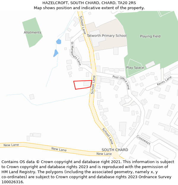 HAZELCROFT, SOUTH CHARD, CHARD, TA20 2RS: Location map and indicative extent of plot