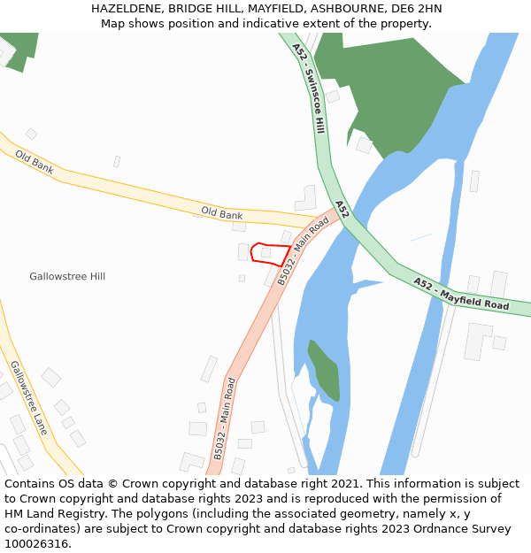 HAZELDENE, BRIDGE HILL, MAYFIELD, ASHBOURNE, DE6 2HN: Location map and indicative extent of plot
