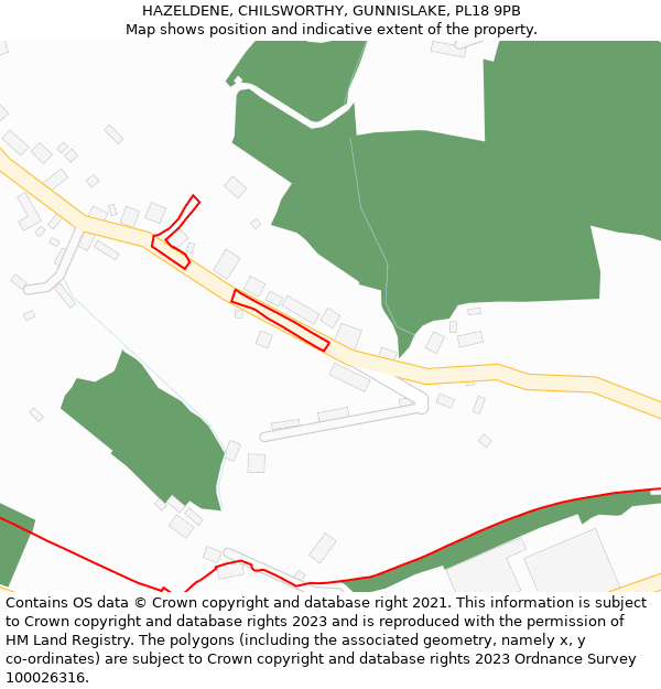HAZELDENE, CHILSWORTHY, GUNNISLAKE, PL18 9PB: Location map and indicative extent of plot