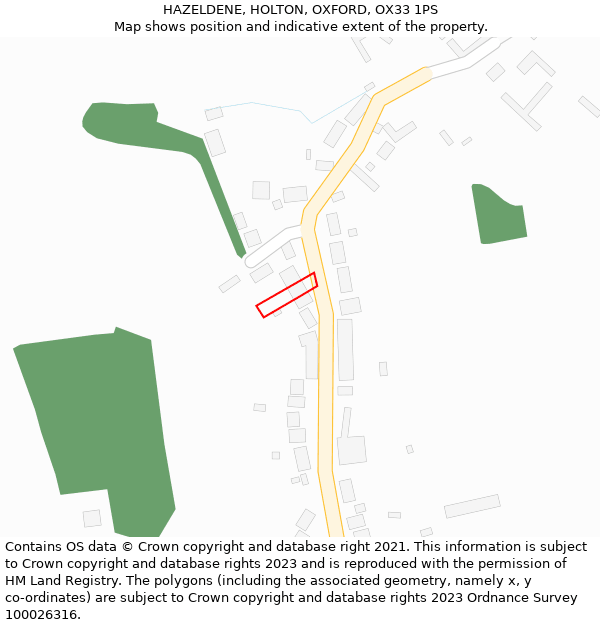 HAZELDENE, HOLTON, OXFORD, OX33 1PS: Location map and indicative extent of plot