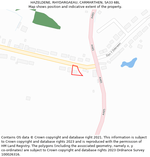 HAZELDENE, RHYDARGAEAU, CARMARTHEN, SA33 6BL: Location map and indicative extent of plot