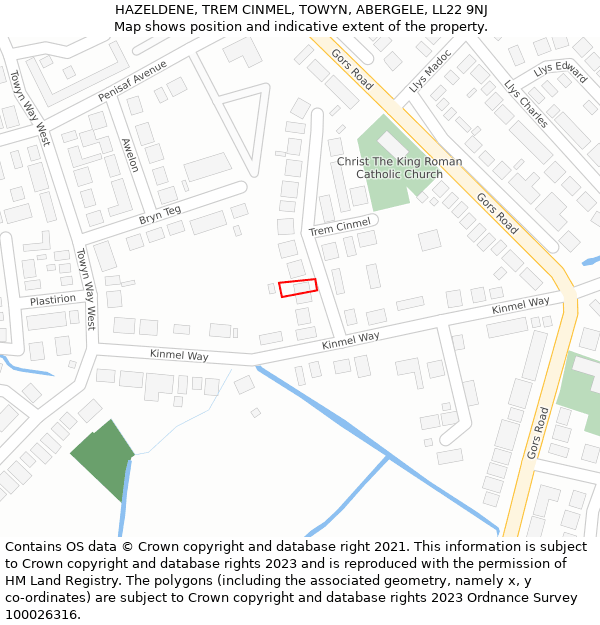 HAZELDENE, TREM CINMEL, TOWYN, ABERGELE, LL22 9NJ: Location map and indicative extent of plot