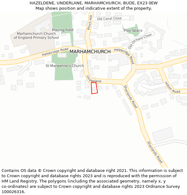 HAZELDENE, UNDERLANE, MARHAMCHURCH, BUDE, EX23 0EW: Location map and indicative extent of plot