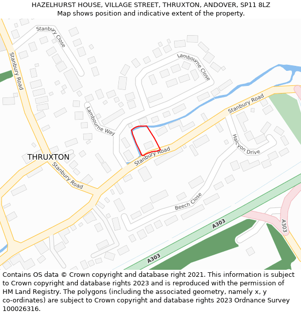 HAZELHURST HOUSE, VILLAGE STREET, THRUXTON, ANDOVER, SP11 8LZ: Location map and indicative extent of plot