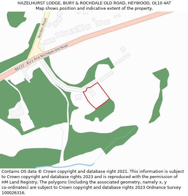 HAZELHURST LODGE, BURY & ROCHDALE OLD ROAD, HEYWOOD, OL10 4AT: Location map and indicative extent of plot