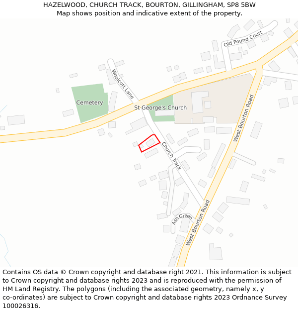 HAZELWOOD, CHURCH TRACK, BOURTON, GILLINGHAM, SP8 5BW: Location map and indicative extent of plot