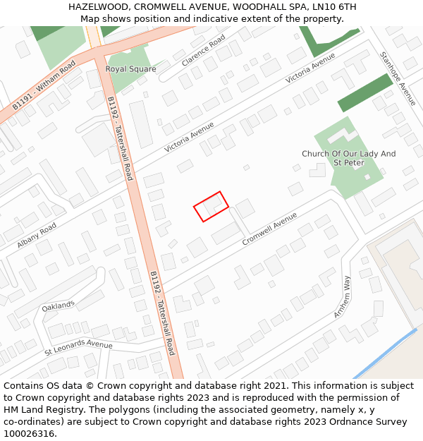 HAZELWOOD, CROMWELL AVENUE, WOODHALL SPA, LN10 6TH: Location map and indicative extent of plot