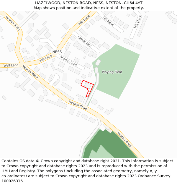 HAZELWOOD, NESTON ROAD, NESS, NESTON, CH64 4AT: Location map and indicative extent of plot