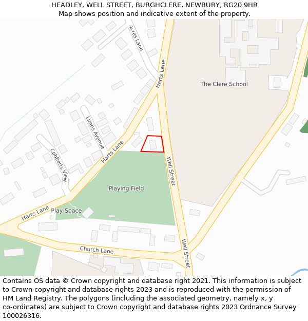 HEADLEY, WELL STREET, BURGHCLERE, NEWBURY, RG20 9HR: Location map and indicative extent of plot