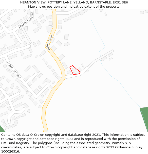 HEANTON VIEW, POTTERY LANE, YELLAND, BARNSTAPLE, EX31 3EH: Location map and indicative extent of plot