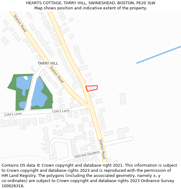 HEARTS COTTAGE, TARRY HILL, SWINESHEAD, BOSTON, PE20 3LW: Location map and indicative extent of plot
