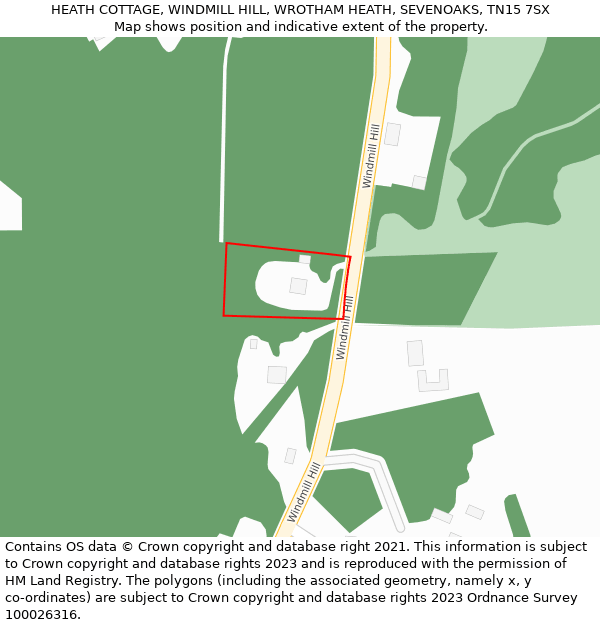 HEATH COTTAGE, WINDMILL HILL, WROTHAM HEATH, SEVENOAKS, TN15 7SX: Location map and indicative extent of plot