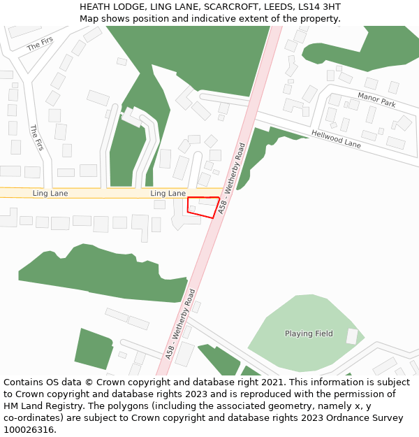 HEATH LODGE, LING LANE, SCARCROFT, LEEDS, LS14 3HT: Location map and indicative extent of plot