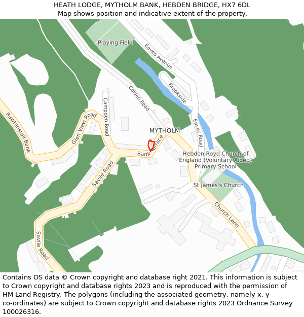 HEATH LODGE, MYTHOLM BANK, HEBDEN BRIDGE, HX7 6DL: Location map and indicative extent of plot