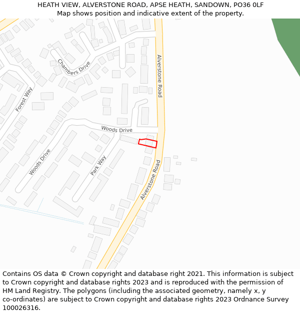 HEATH VIEW, ALVERSTONE ROAD, APSE HEATH, SANDOWN, PO36 0LF: Location map and indicative extent of plot