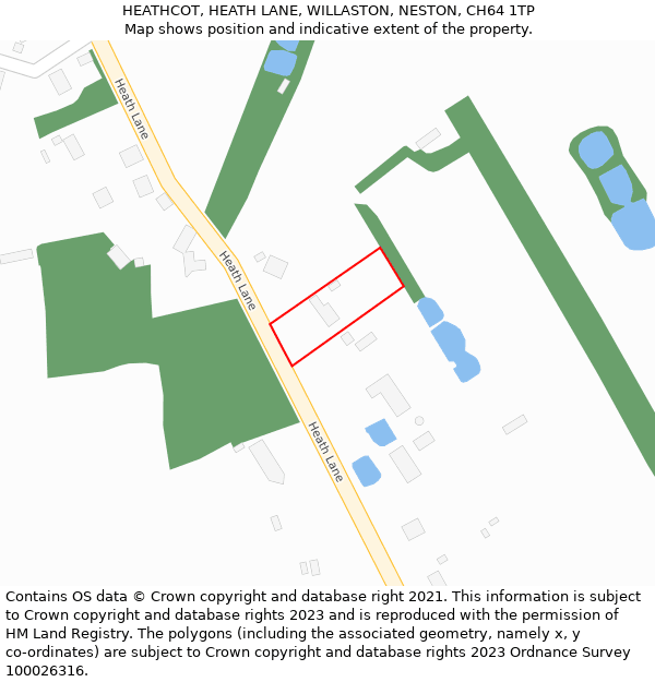 HEATHCOT, HEATH LANE, WILLASTON, NESTON, CH64 1TP: Location map and indicative extent of plot