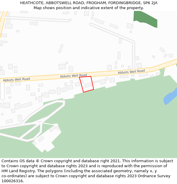 HEATHCOTE, ABBOTSWELL ROAD, FROGHAM, FORDINGBRIDGE, SP6 2JA: Location map and indicative extent of plot