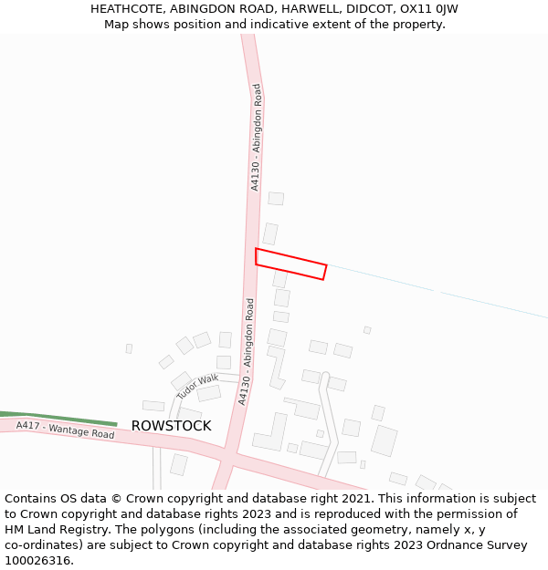 HEATHCOTE, ABINGDON ROAD, HARWELL, DIDCOT, OX11 0JW: Location map and indicative extent of plot