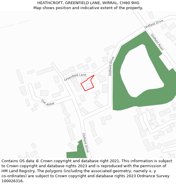 HEATHCROFT, GREENFIELD LANE, WIRRAL, CH60 9HG: Location map and indicative extent of plot