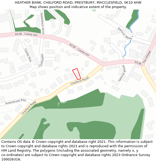 HEATHER BANK, CHELFORD ROAD, PRESTBURY, MACCLESFIELD, SK10 4AW: Location map and indicative extent of plot